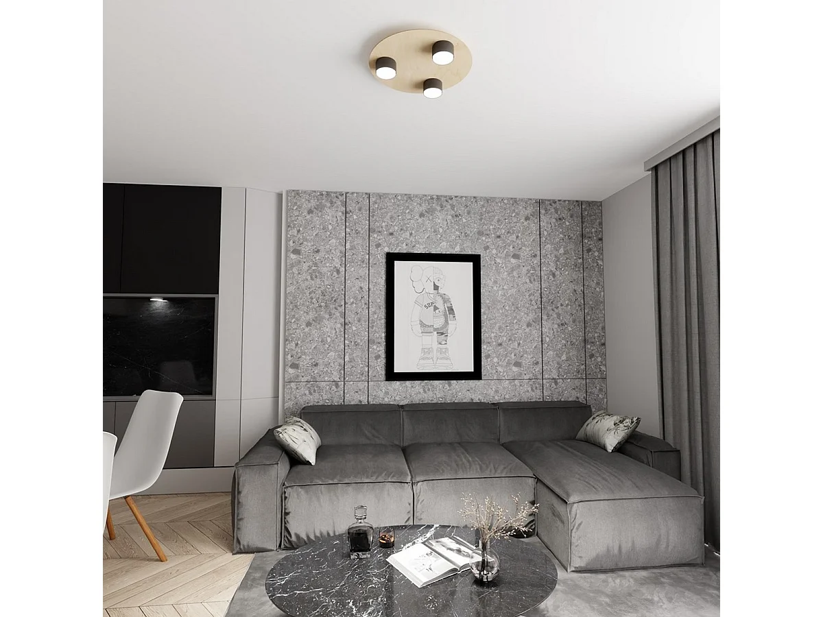 Plafonnier Pixo 1, Noir, 40x7x20 cm, Seven Design