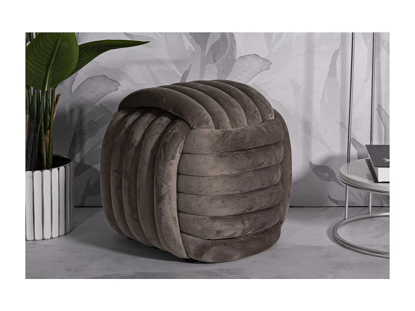 Pouf Coude 4, Gris, 45x45x45 cm, Seven Design