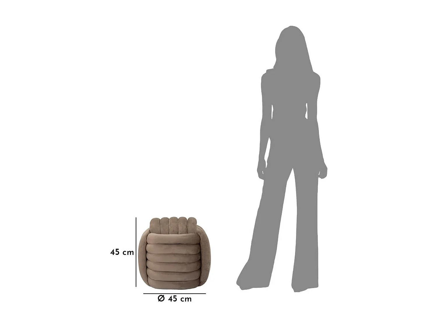 Poef Elleboog 4, Grijs, 45x45x45 cm, Seven Design