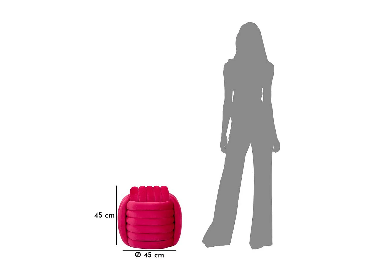 Pouf Coude 7, Rose, 45x45x45 cm, Seven Design