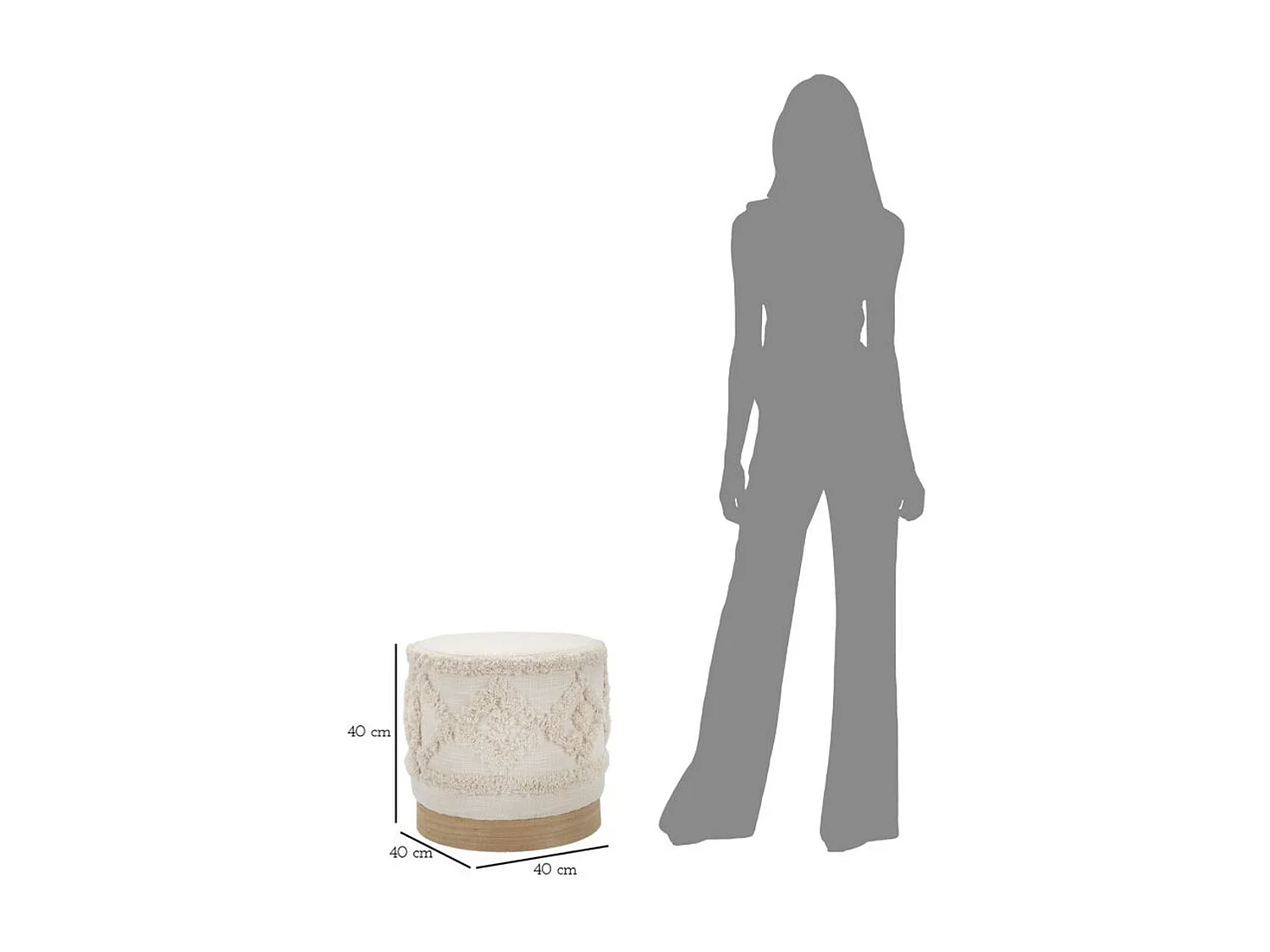 Pouf MF355, Marron, 40x40x40 cm, Seven Design