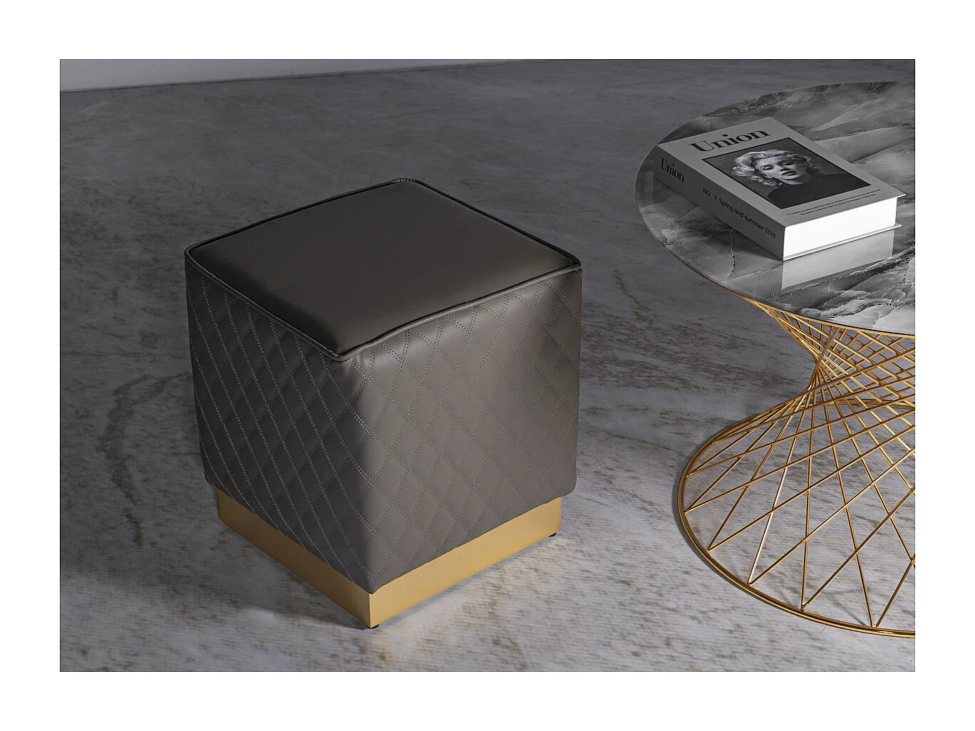 Pouf MF352, Gris, 38x38x38 cm, Seven Design