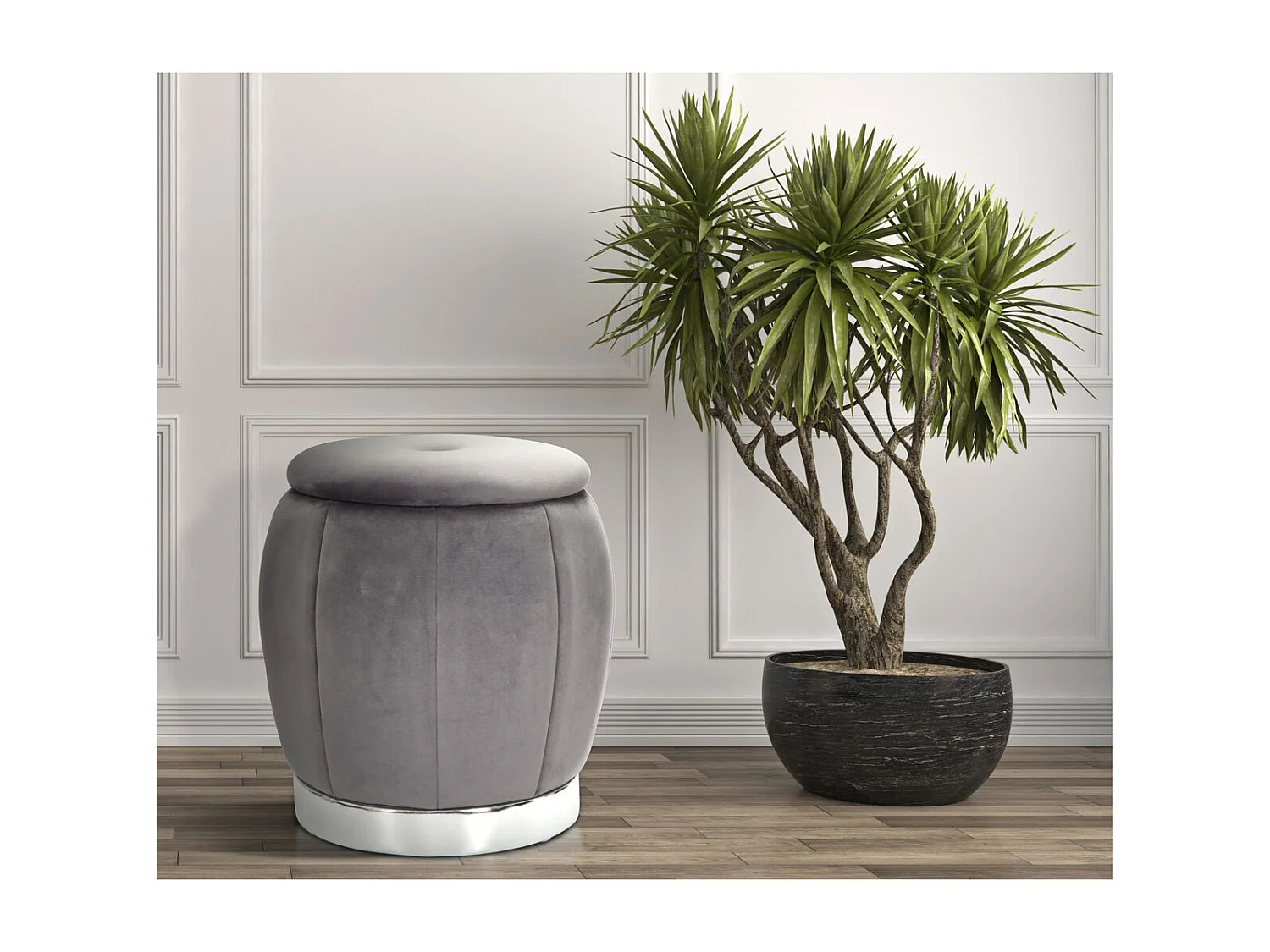 Pouf MF356, Grigio, 43x43x43 cm, Seven Design