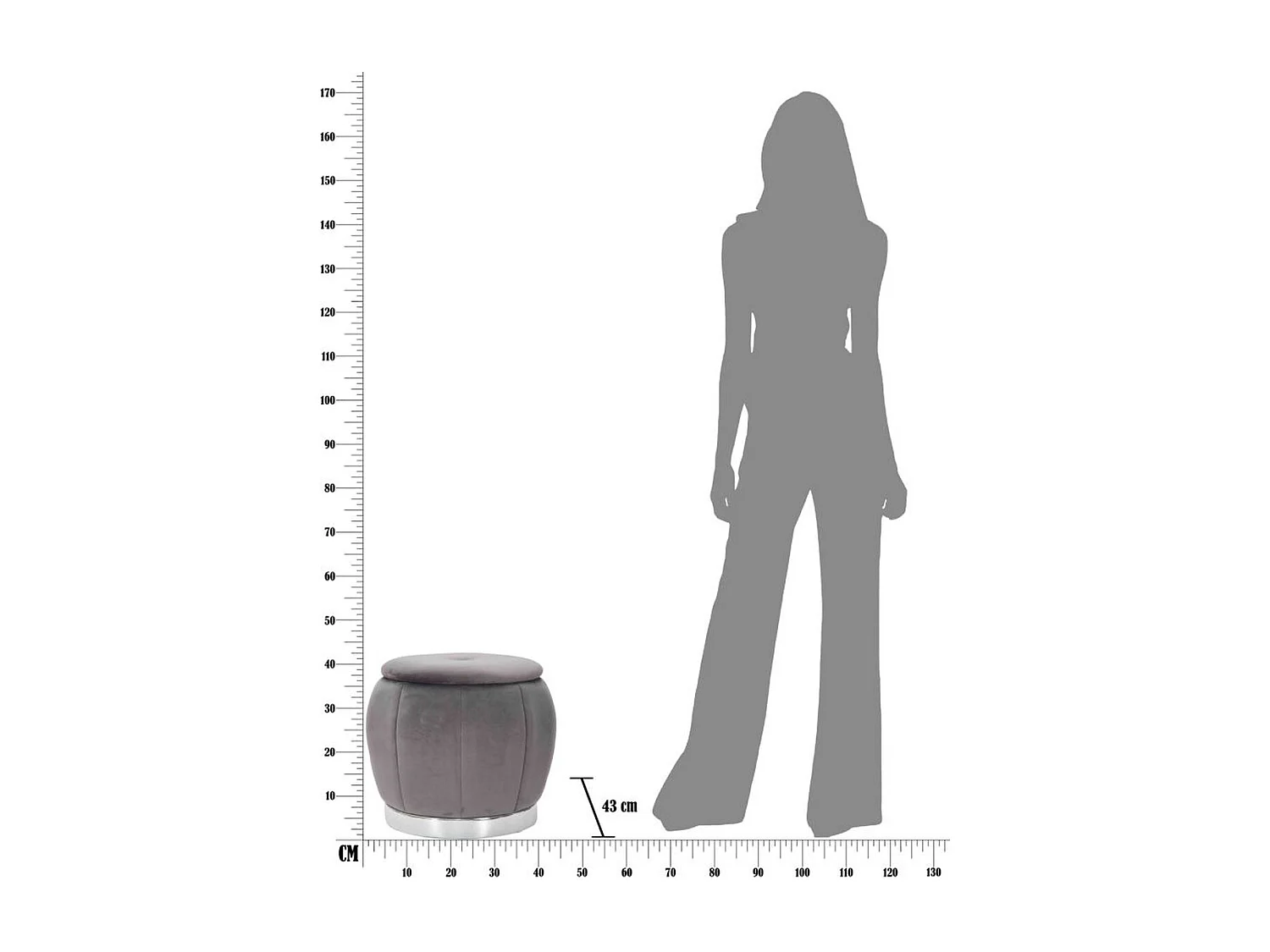 Pufa MF356, Szary, 43x43x43 cm, Seven Design