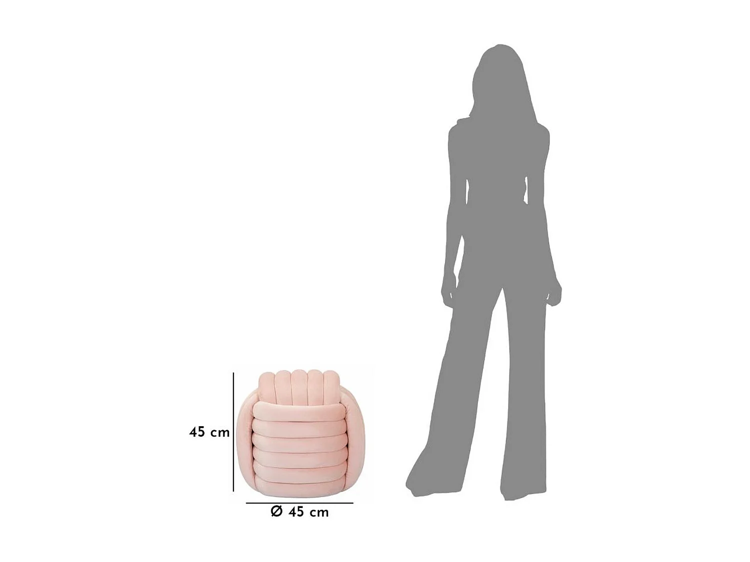 Pouf Coude 5, Rose, 45x45x45 cm, Seven Design