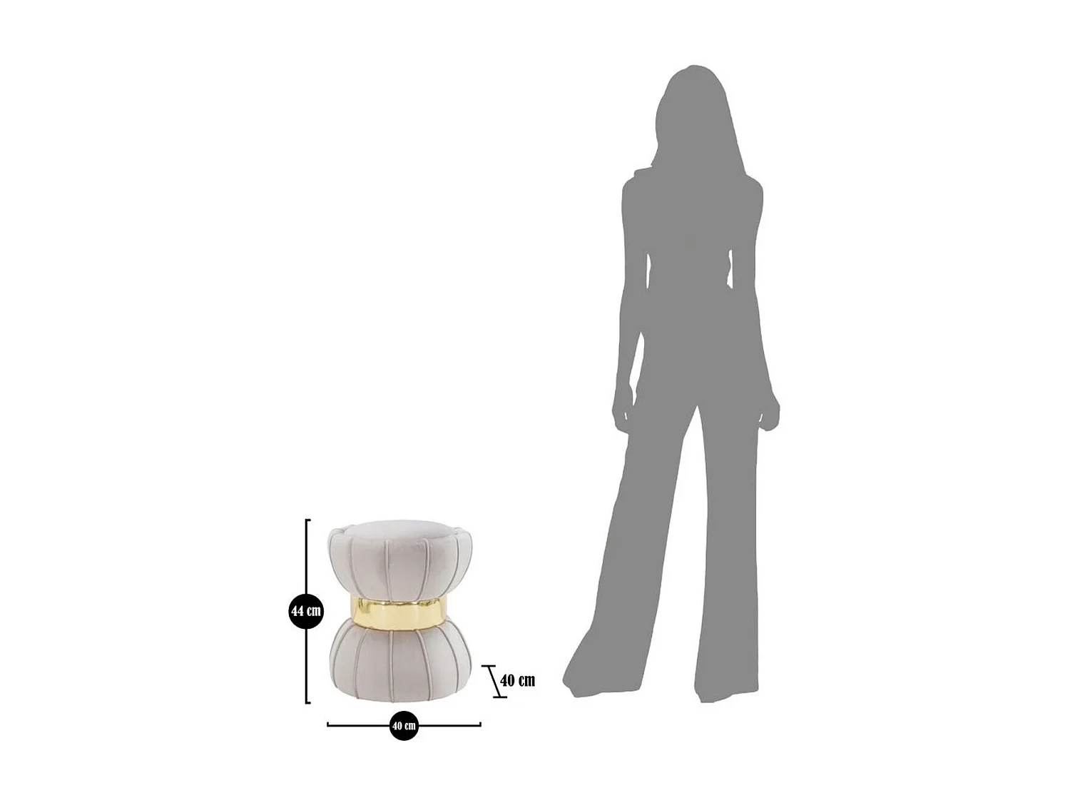 Pouf MF359, Gris, 40x40x44 cm, Seven Design