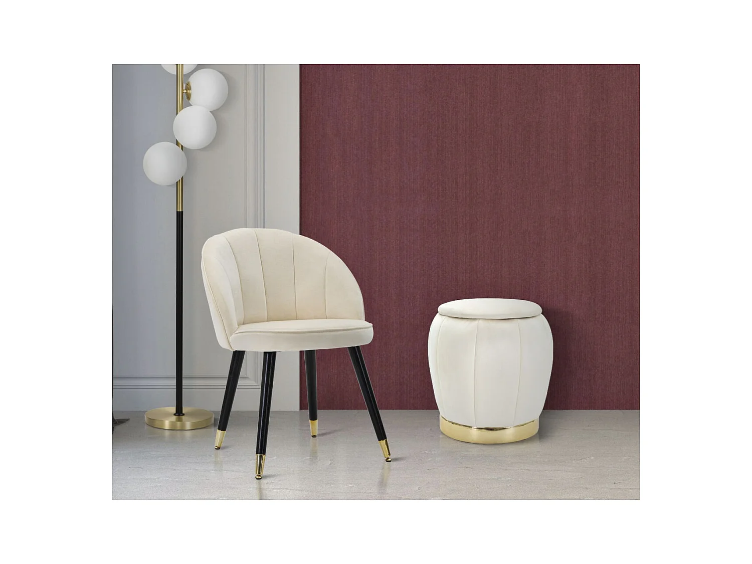 Pouf MF358, Beige, 43x43x43 cm, Seven Design