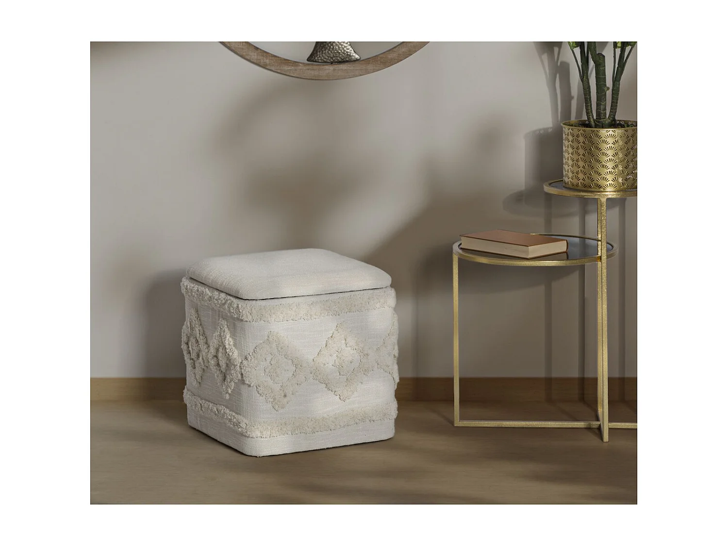 Pouf MF361, Marron, 40x40x40 cm, Seven Design