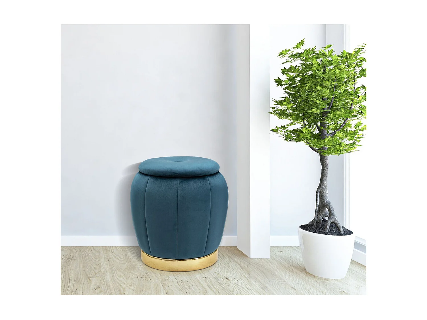 Pouf MF357, Vert Canard, 43x43x43 cm, Seven Design