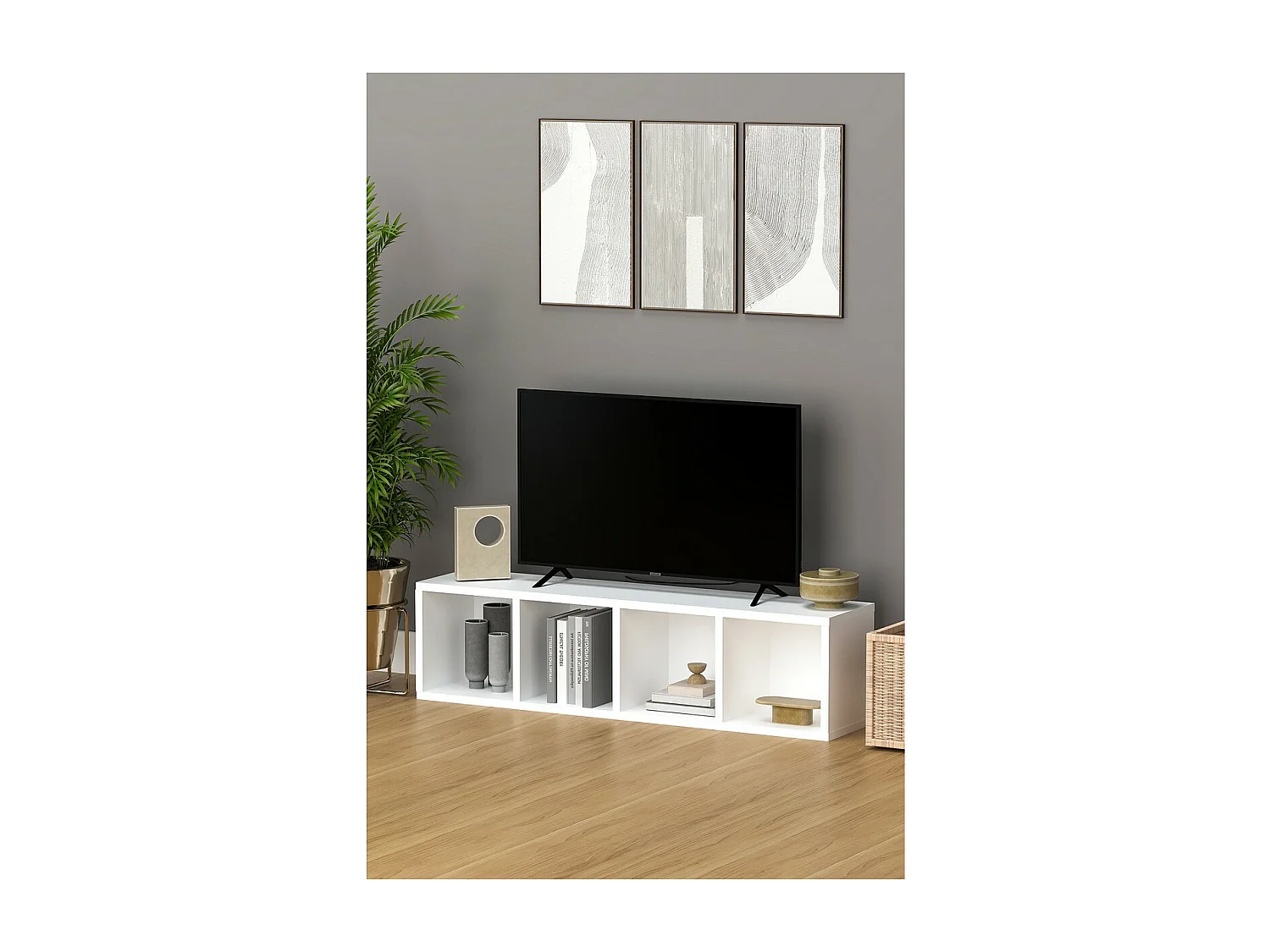 Bibliothèque Dabi, Blanc, 133x31x35 cm, Epikasa