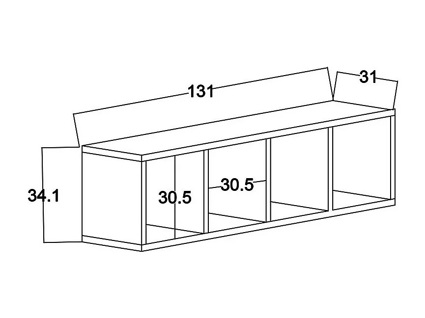 Bibliothèque Dabi, Blanc, 133x31x35 cm, Epikasa