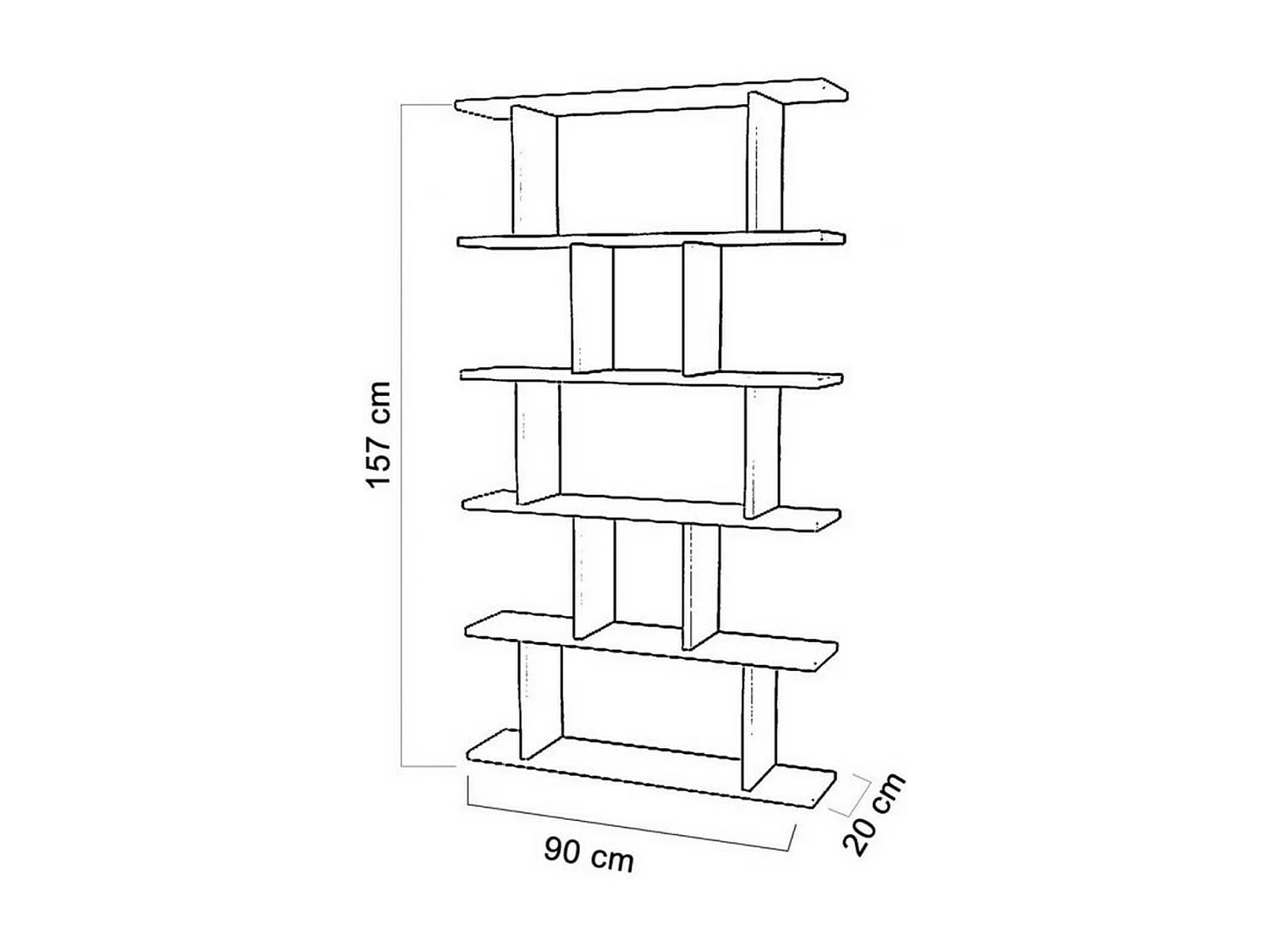 Bibliothèque Jack, Blanc, 20x90x157 cm, Epikasa