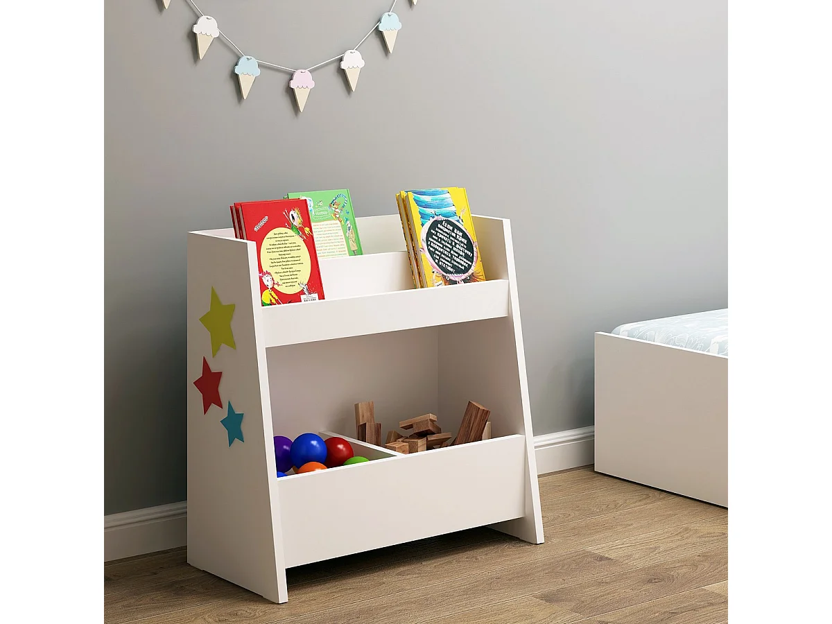 Libreria per Bambini Vitya, Bianco, 60x30x60 cm, Epikasa