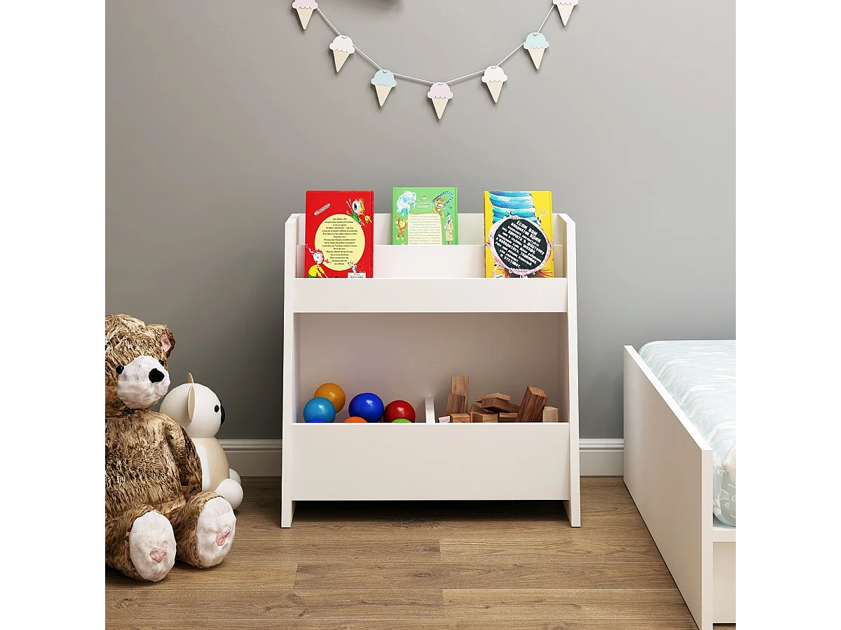 Libreria per Bambini Vitya, Bianco, 60x30x60 cm, Epikasa