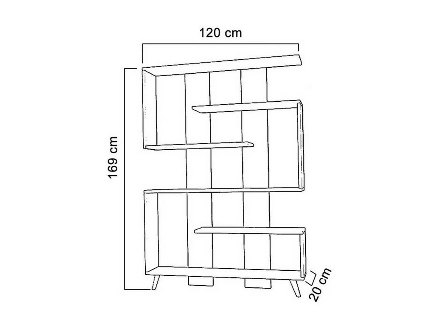 Regał Ellie, Czarny, 20x120x169 cm, Epikasa