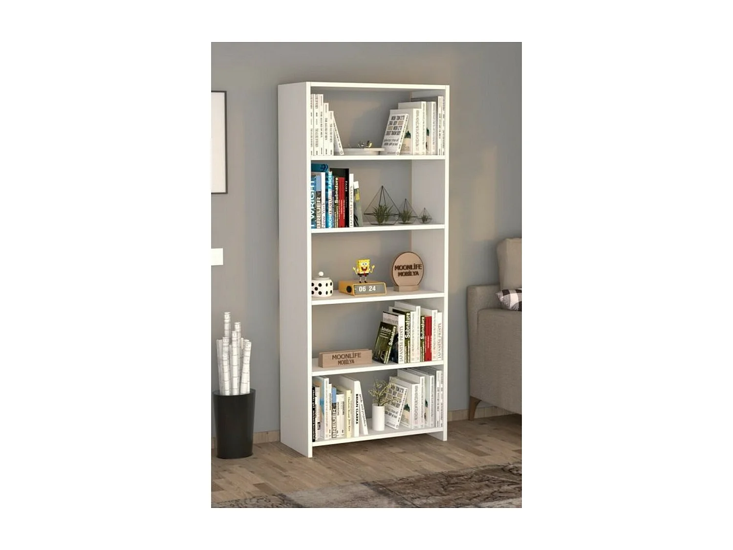 Estante Avery, Branco, 20x57x160 cm, Epikasa