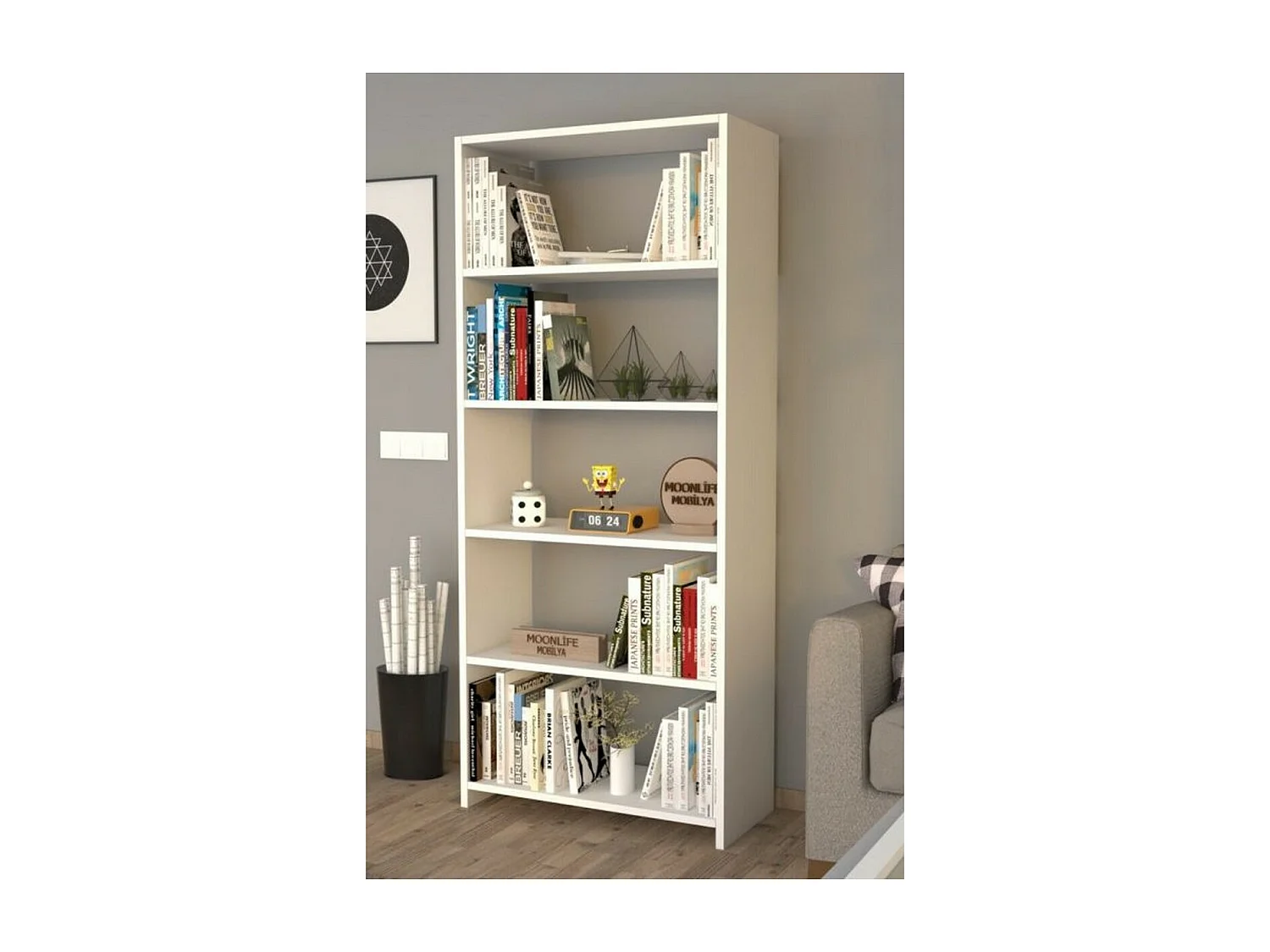 Estante Avery, Branco, 20x57x160 cm, Epikasa