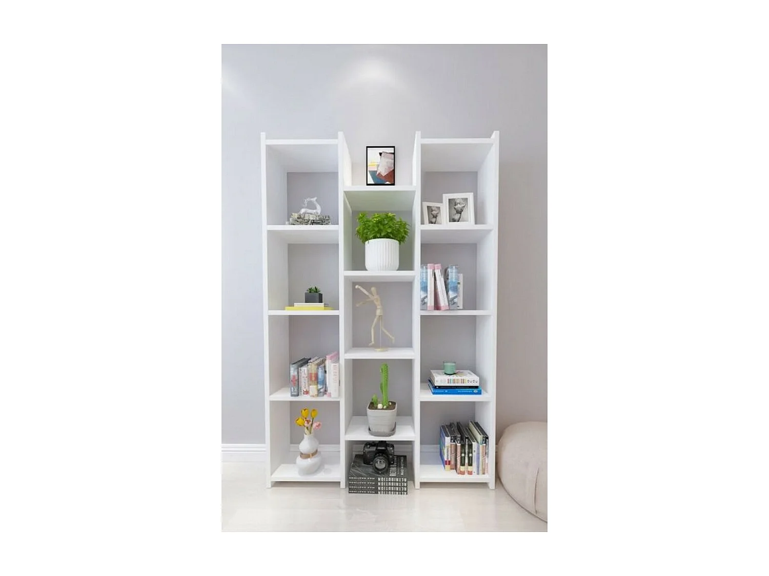 Bibliothèque Isaac, Blanc, 20x96x148 cm, Epikasa