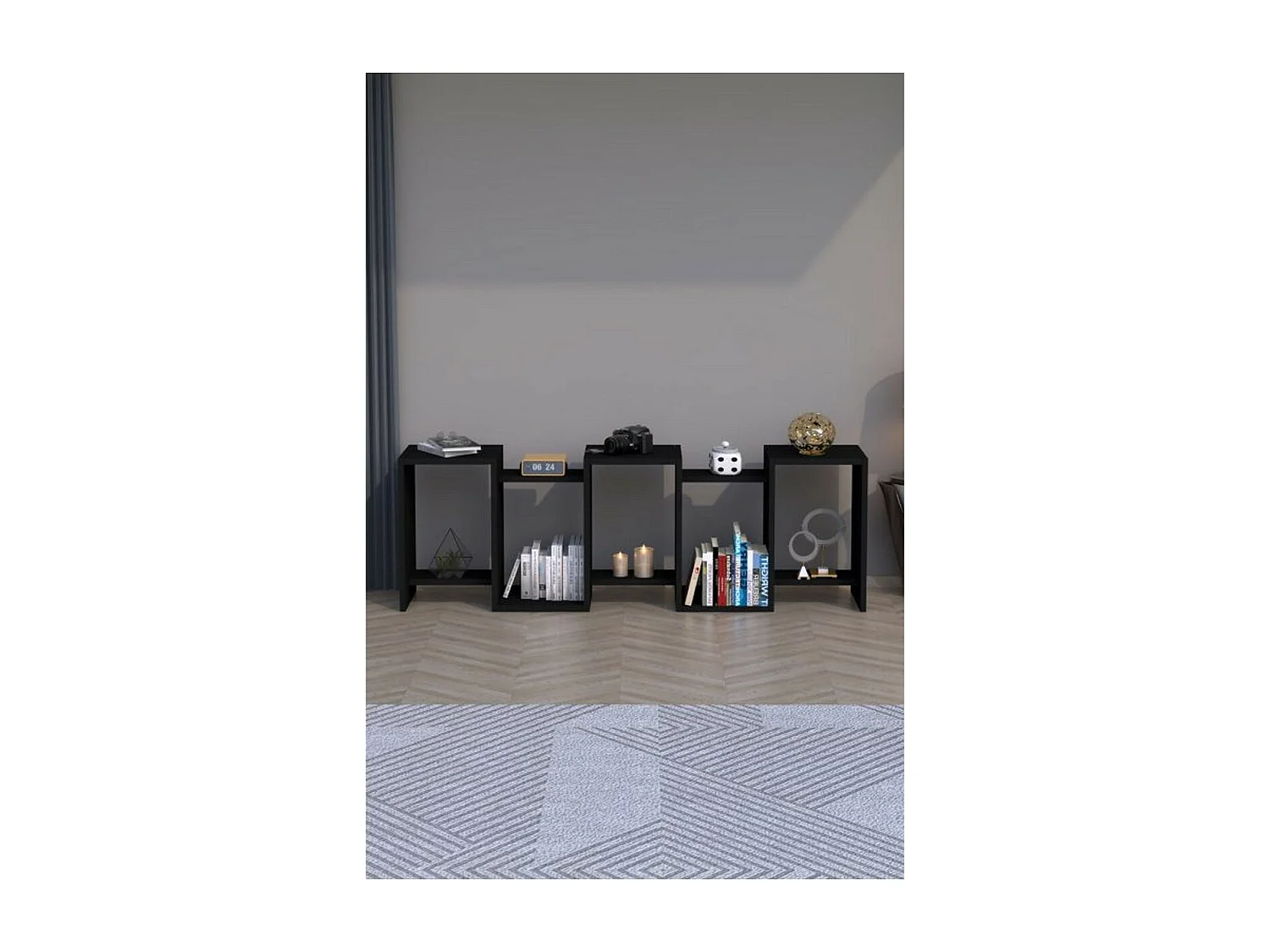 Bibliothèque Brandon, Noir, 20x45x159 cm, Epikasa