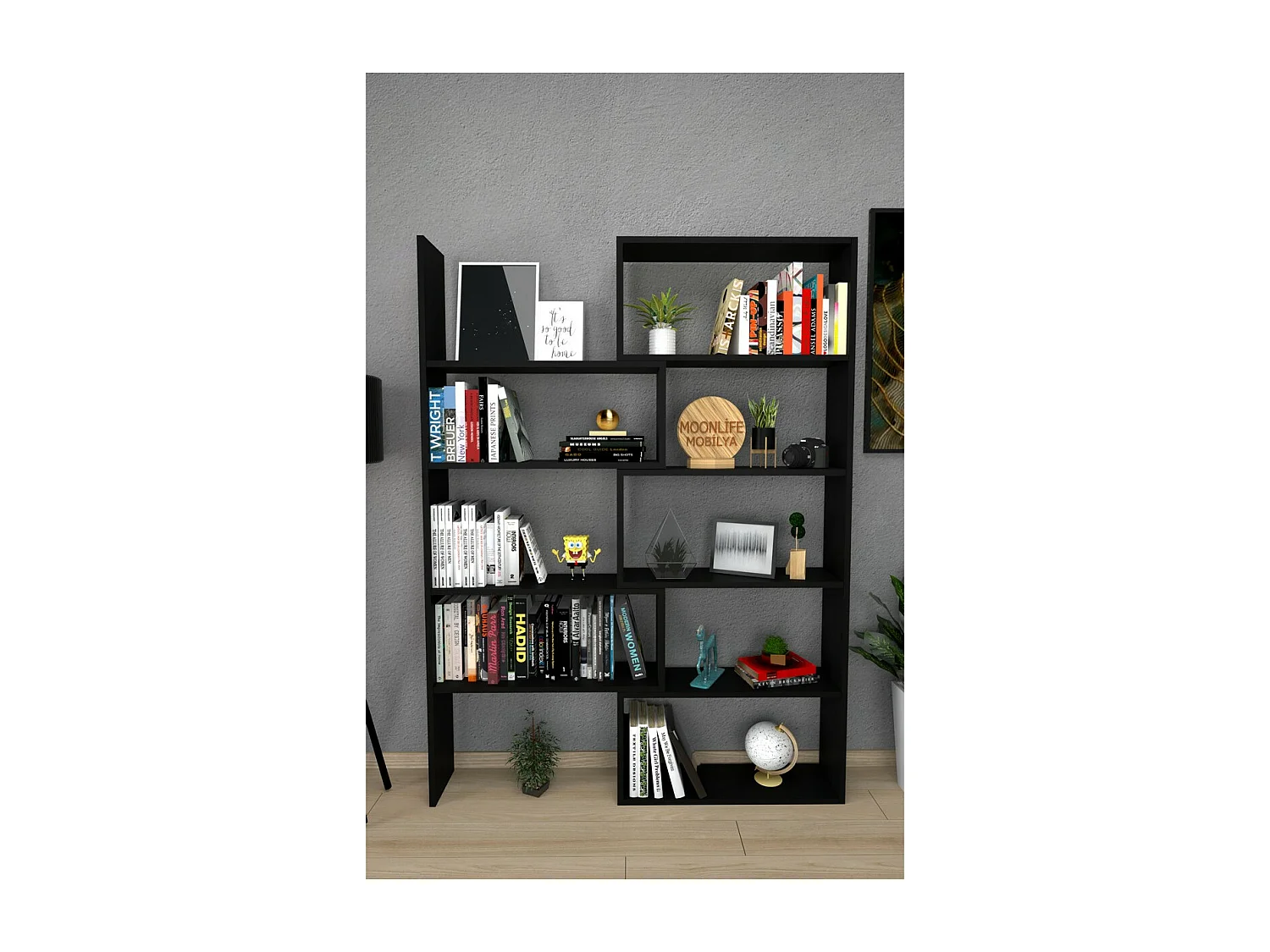 Estante Samuel, Preto, 20x70x165 cm, Epikasa