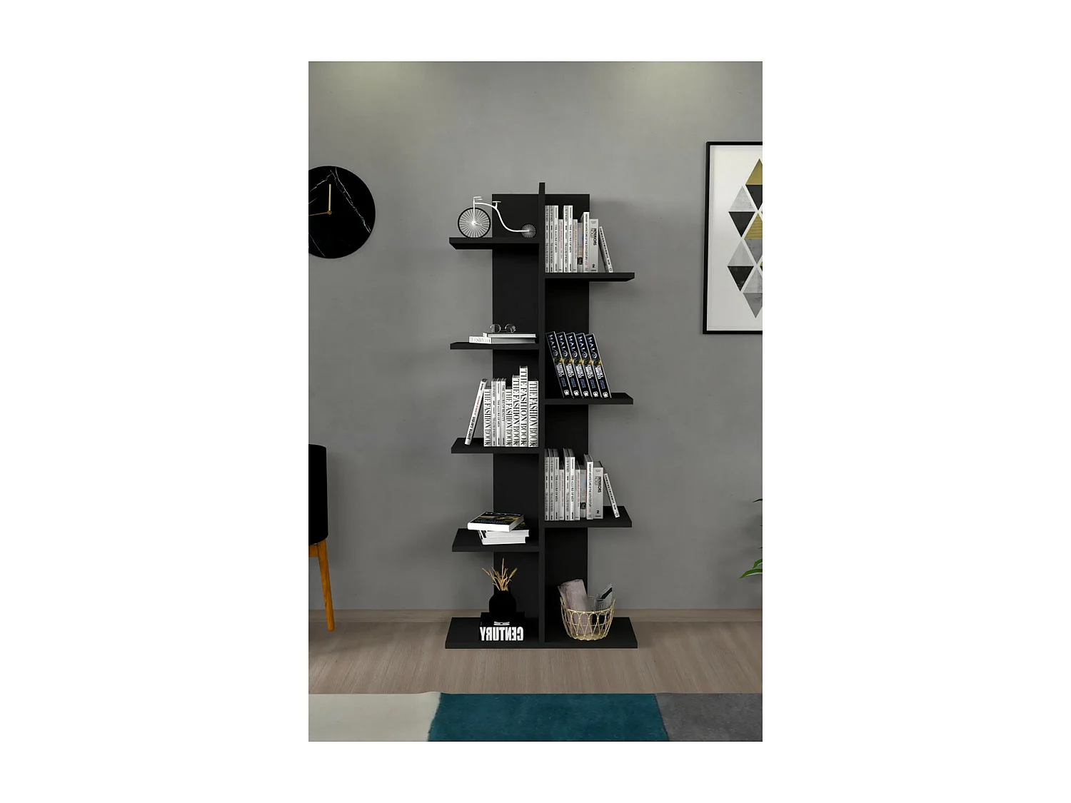 Estante Faith, Preto, 22x45x135 cm, Epikasa