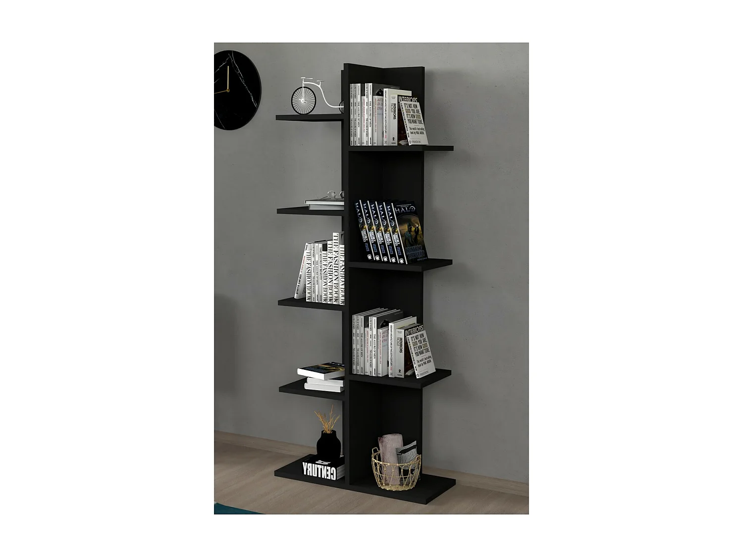 Estante Faith, Preto, 22x45x135 cm, Epikasa