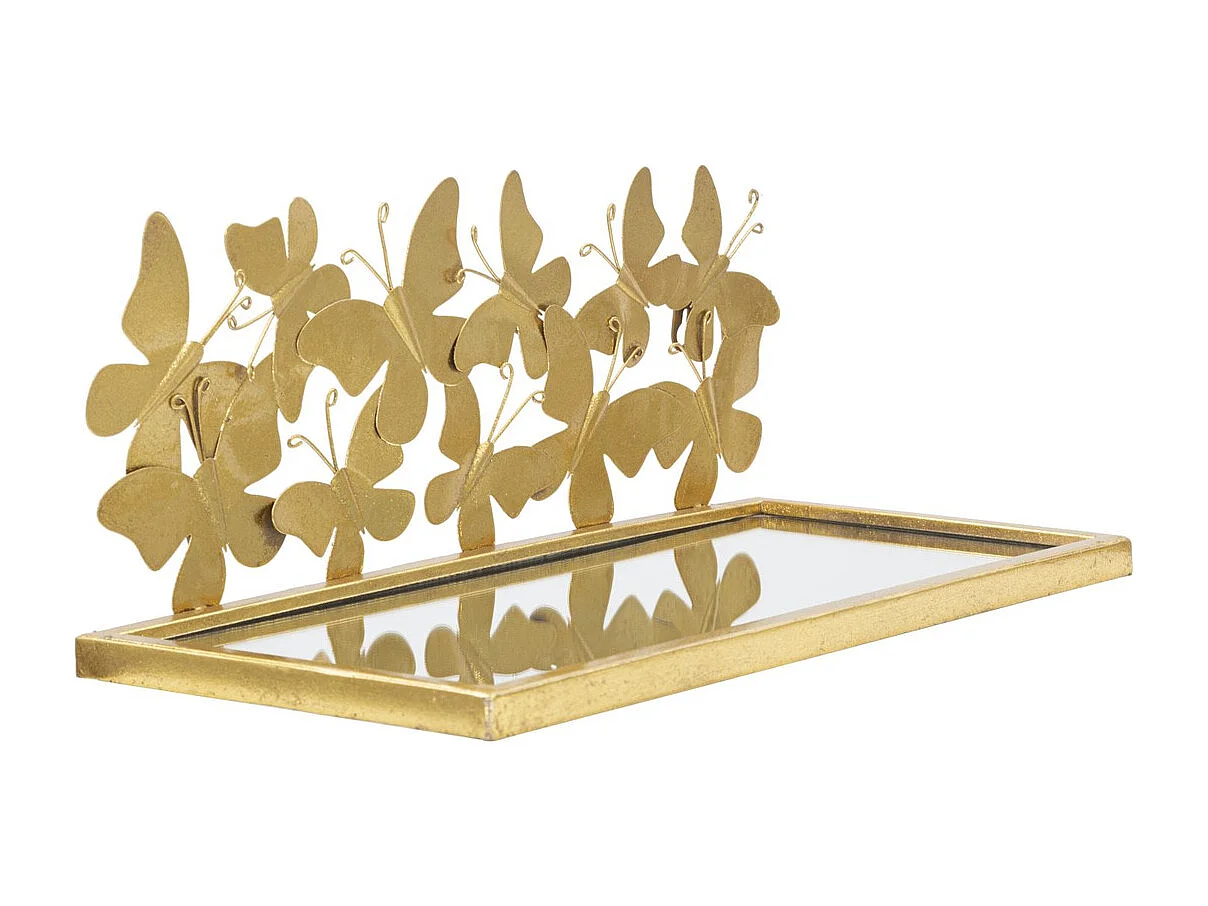 Étagère Papillon 18, Or, 43x19,2x16,5 cm, Seven Design