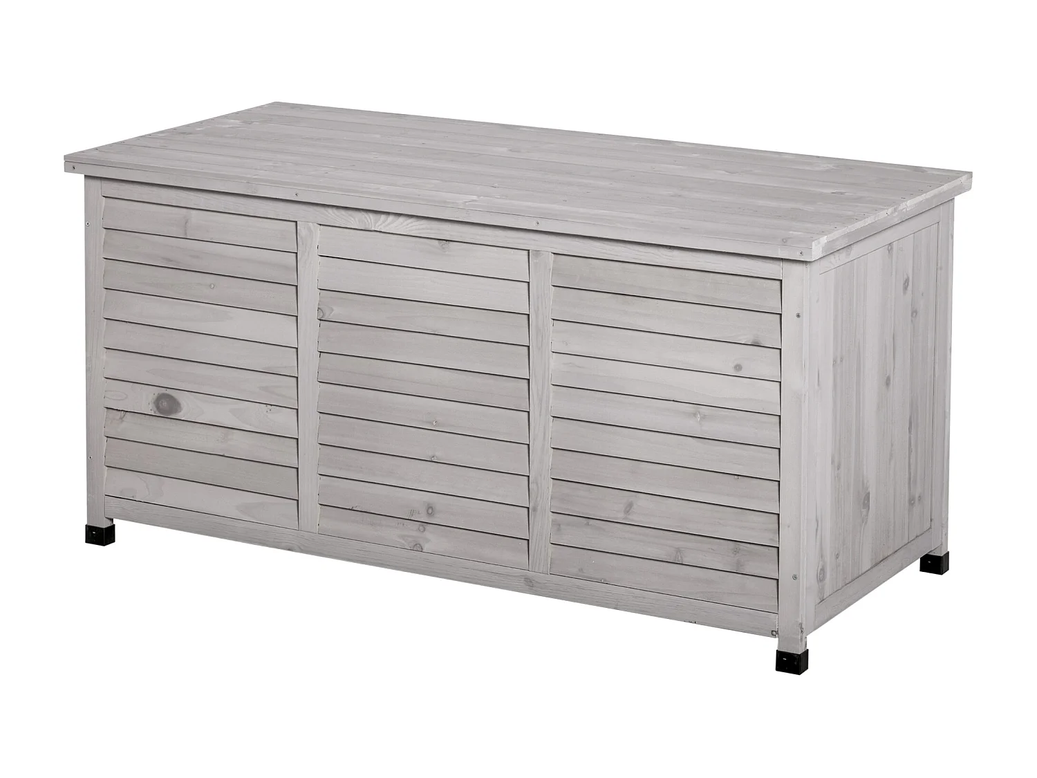 Coffre de rangement extérieur façade persienne - coffre jardin 283L - dim. 127 x 56 x 60cm - bois gris