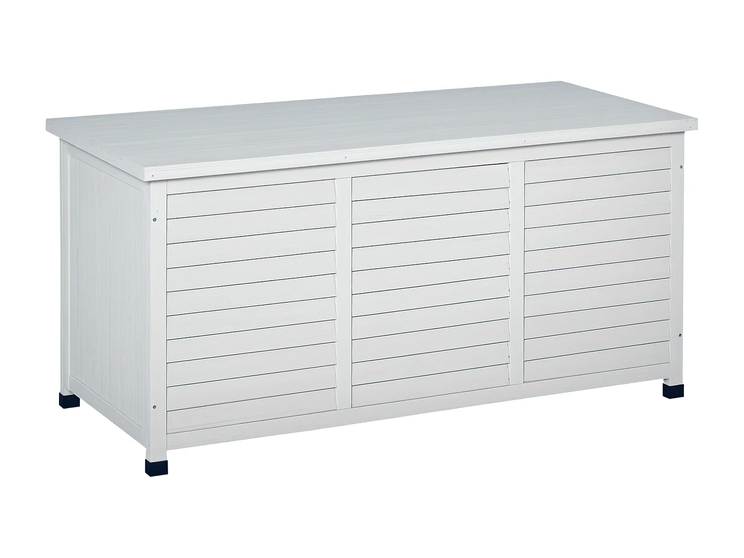 Coffre de rangement extérieur façade persienne - coffre jardin 283L - dim. 127 x 56 x 60cm - bois blanc