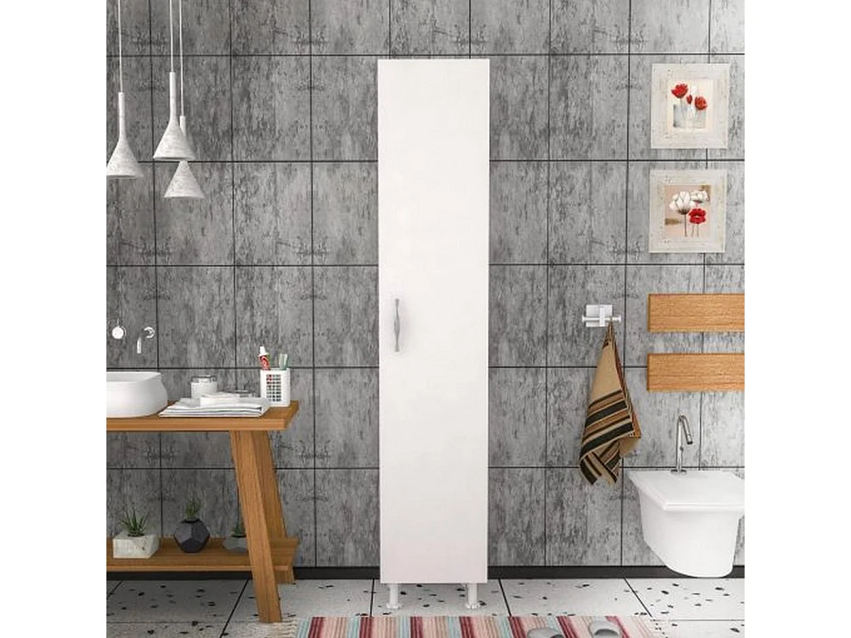 Mobile Bagno a Colonna Addison, Bianco, 30x30x165 cm, Epikasa
