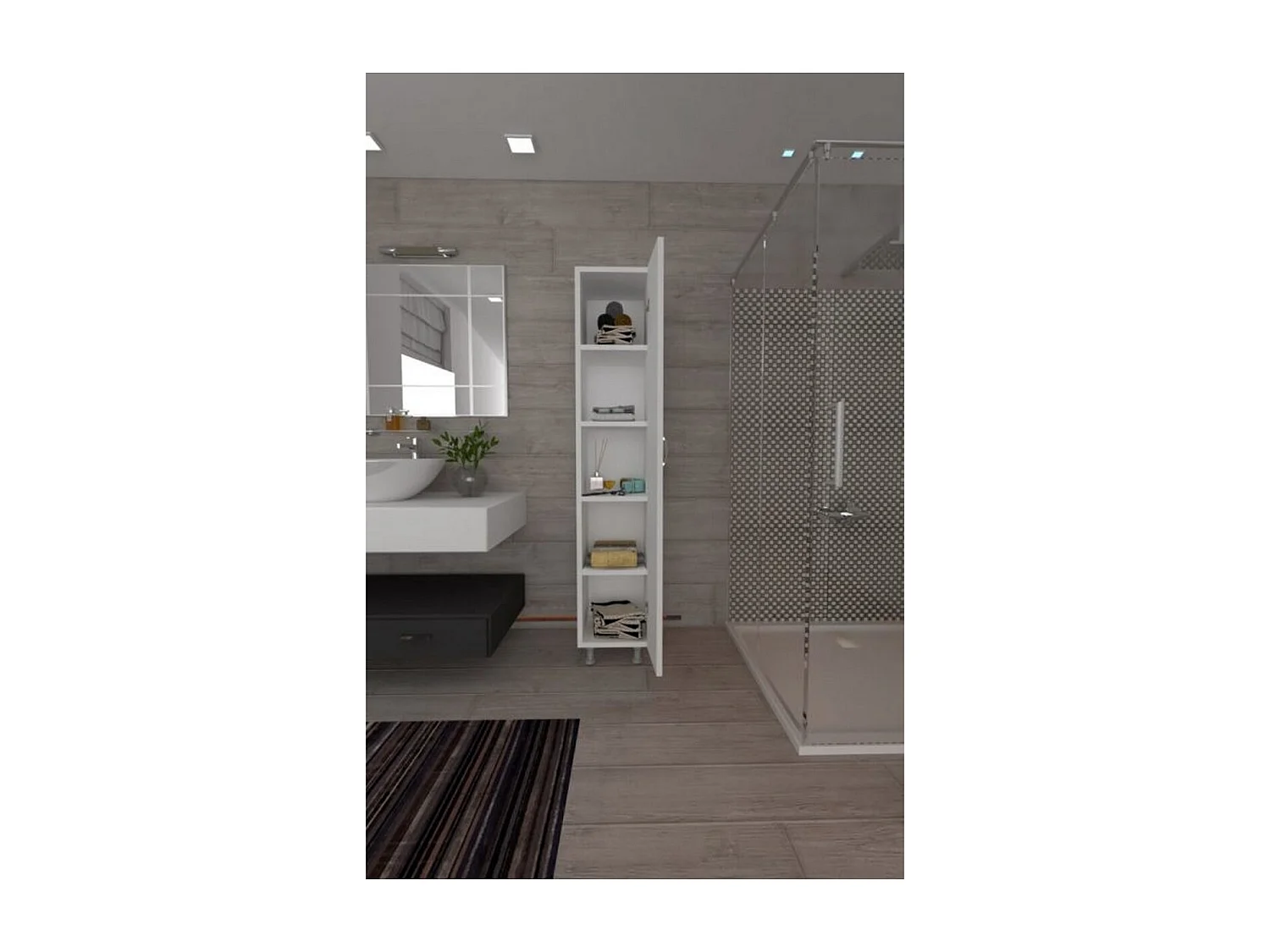 Mobile Bagno a Colonna Addison, Bianco, 30x30x165 cm, Epikasa