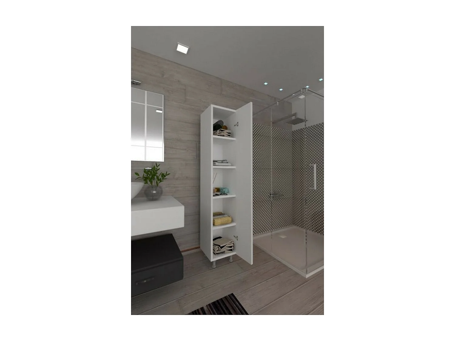 Mobile Bagno a Colonna Addison, Bianco, 30x30x165 cm, Epikasa