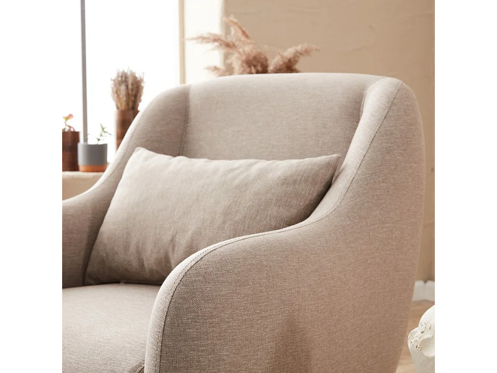 Beige fauteuil BRISSETT met kussen van linnen en polyester