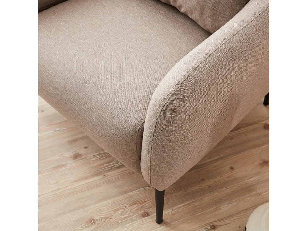 Beige fauteuil BRISSETT met kussen van linnen en polyester