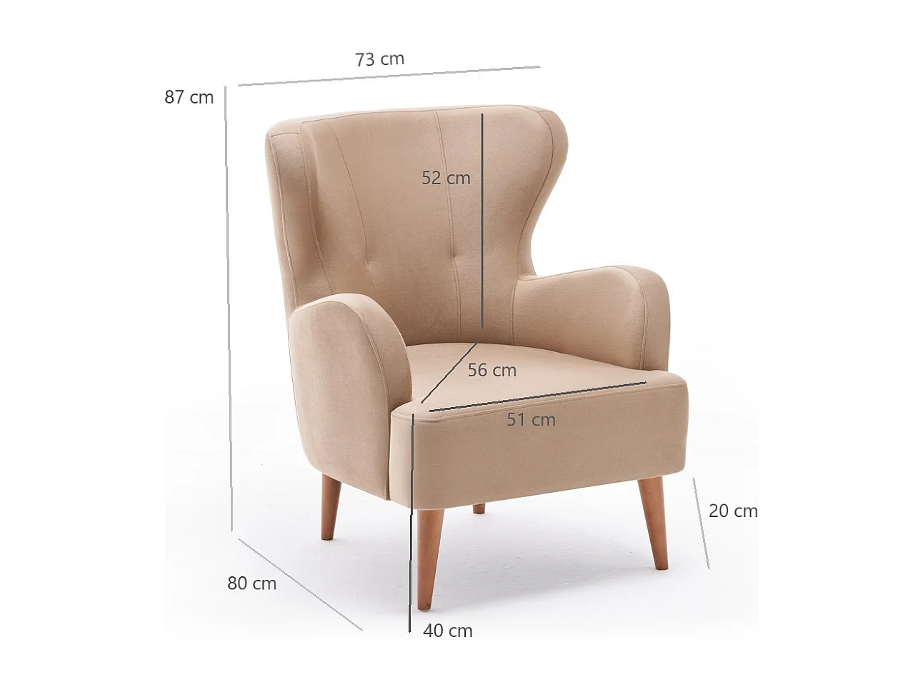 Poltrona in Velluto Beige con Braccioli - Comoda ed Elegante