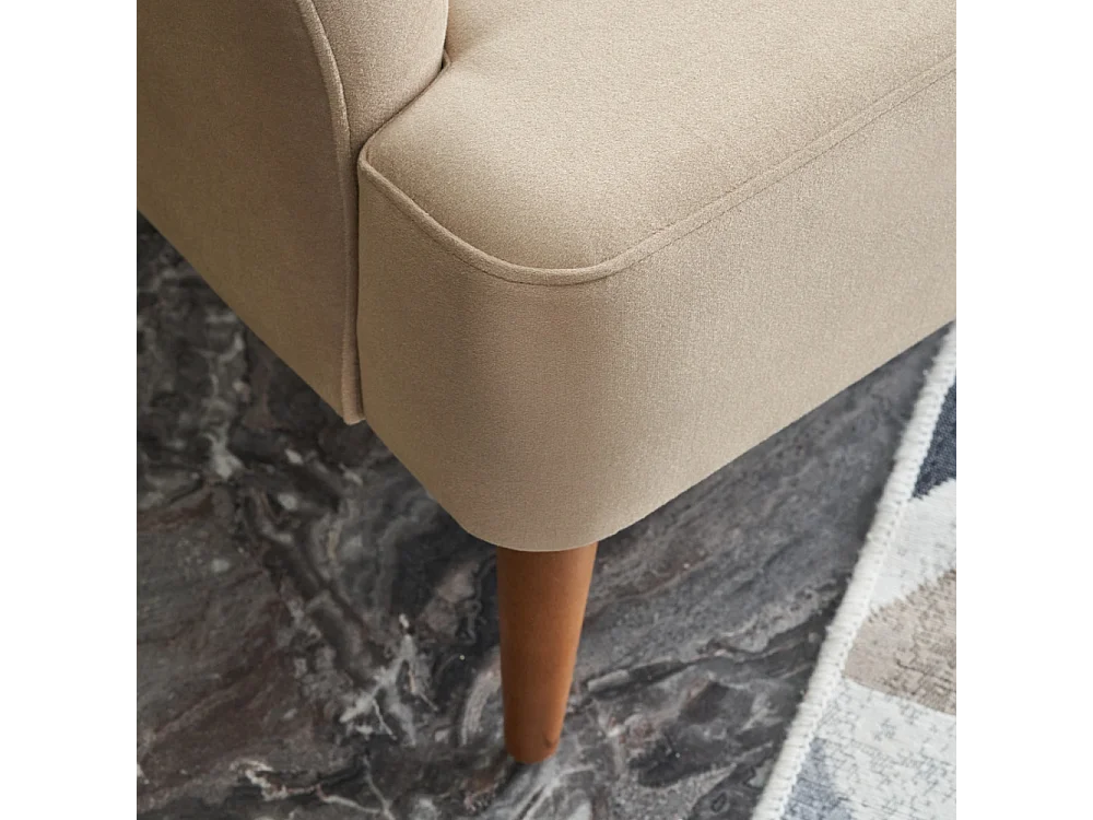Fauteuil en velours beige avec accoudoirs SMITH