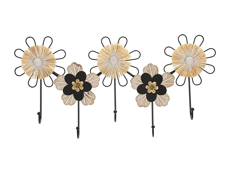 Perchero de Pared Flores 1, Marrón, 61x5,5x30,5 cm, Seven Design