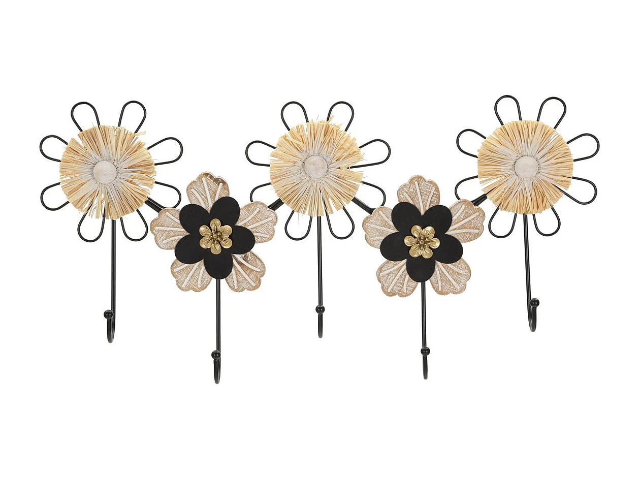 Porte-Manteau Murale Fleurs 1, Marron, 61x5,5x30,5 cm, Seven Design