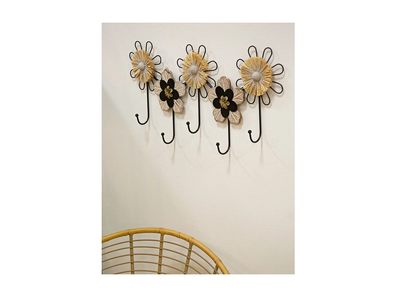 Porte-Manteau Murale Fleurs 1, Marron, 61x5,5x30,5 cm, Seven Design