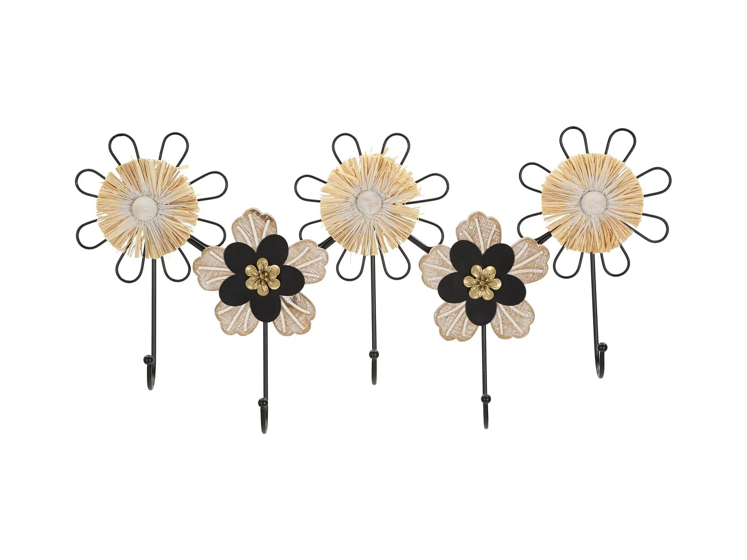 Porte-Manteau Murale Fleurs 1, Marron, 61x5,5x30,5 cm, Epikasa