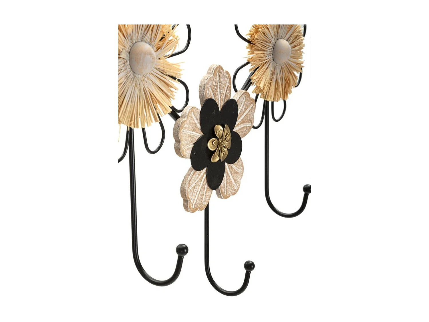 Porte-Manteau Murale Fleurs 1, Marron, 61x5,5x30,5 cm, Seven Design