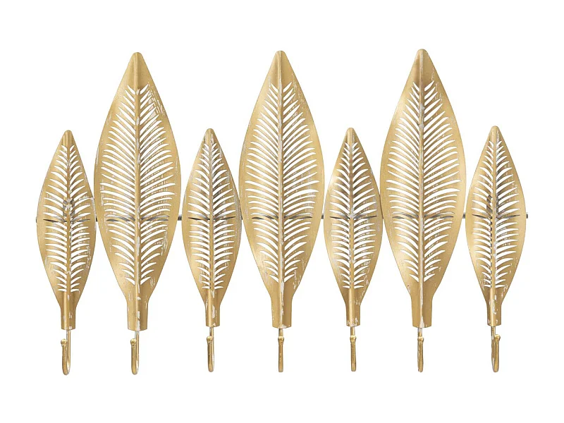 Perchero de Pared Hoja 7, Oro, 42,5x6x65 cm, Seven Design