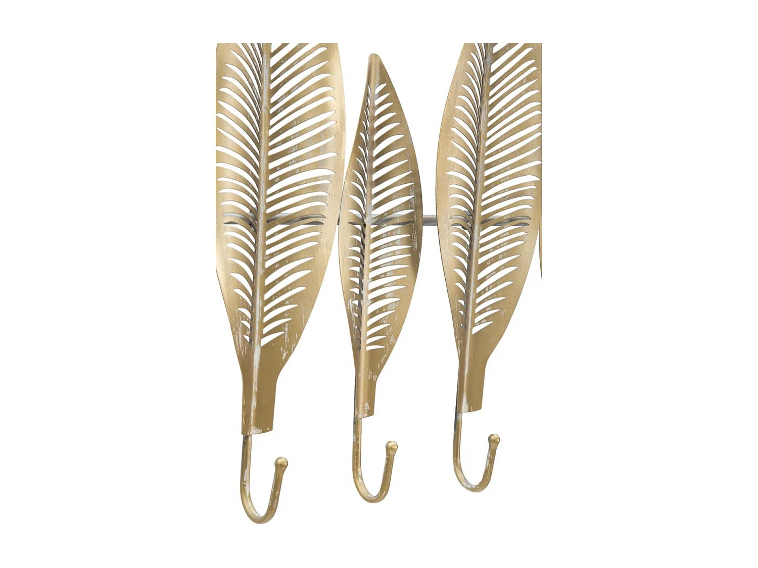 Porte-Manteau Murale Feuille 7, Or, 42,5x6x65 cm, Seven Design