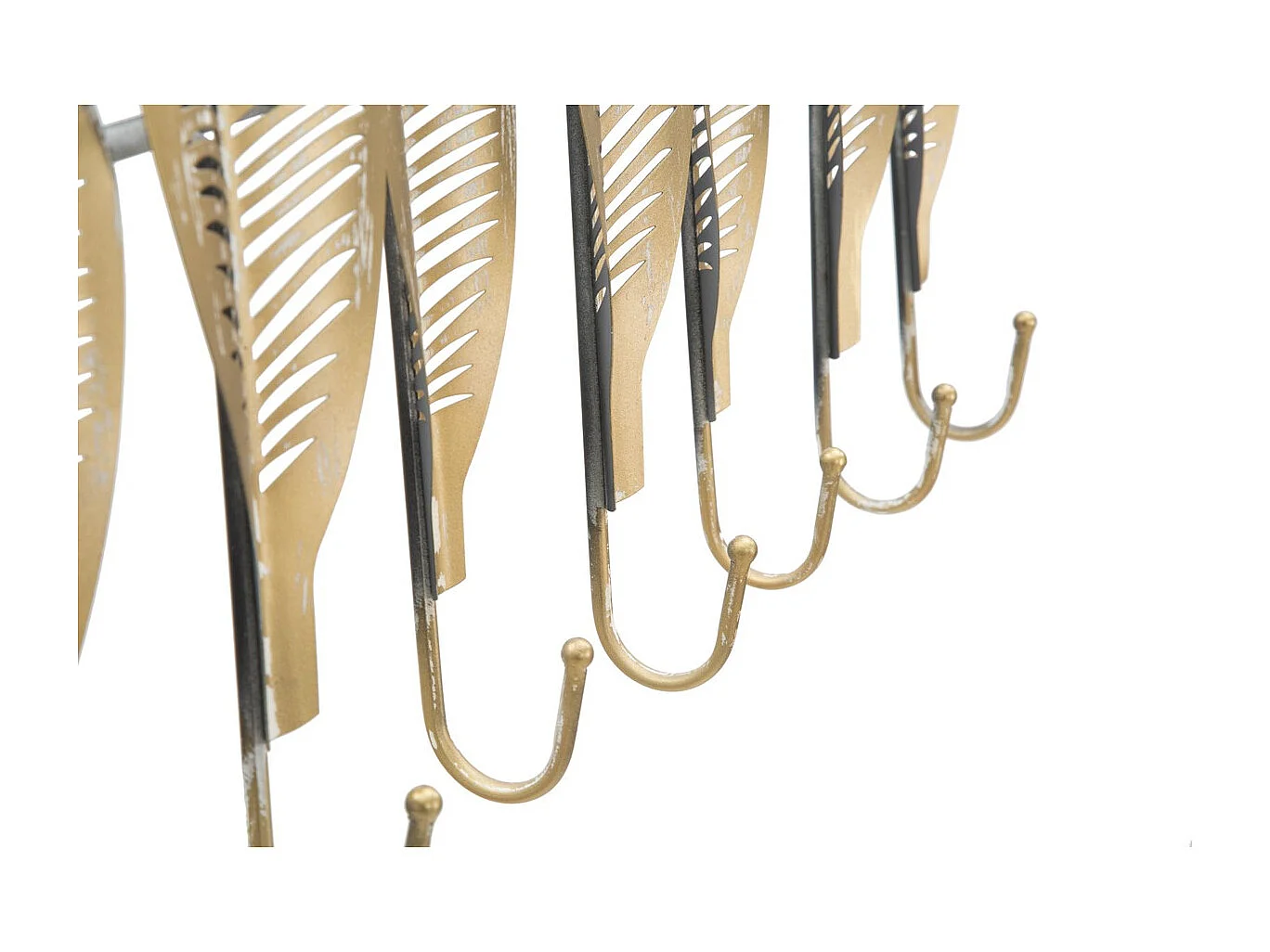 Porte-Manteau Murale Feuille 7, Or, 42,5x6x65 cm, Seven Design