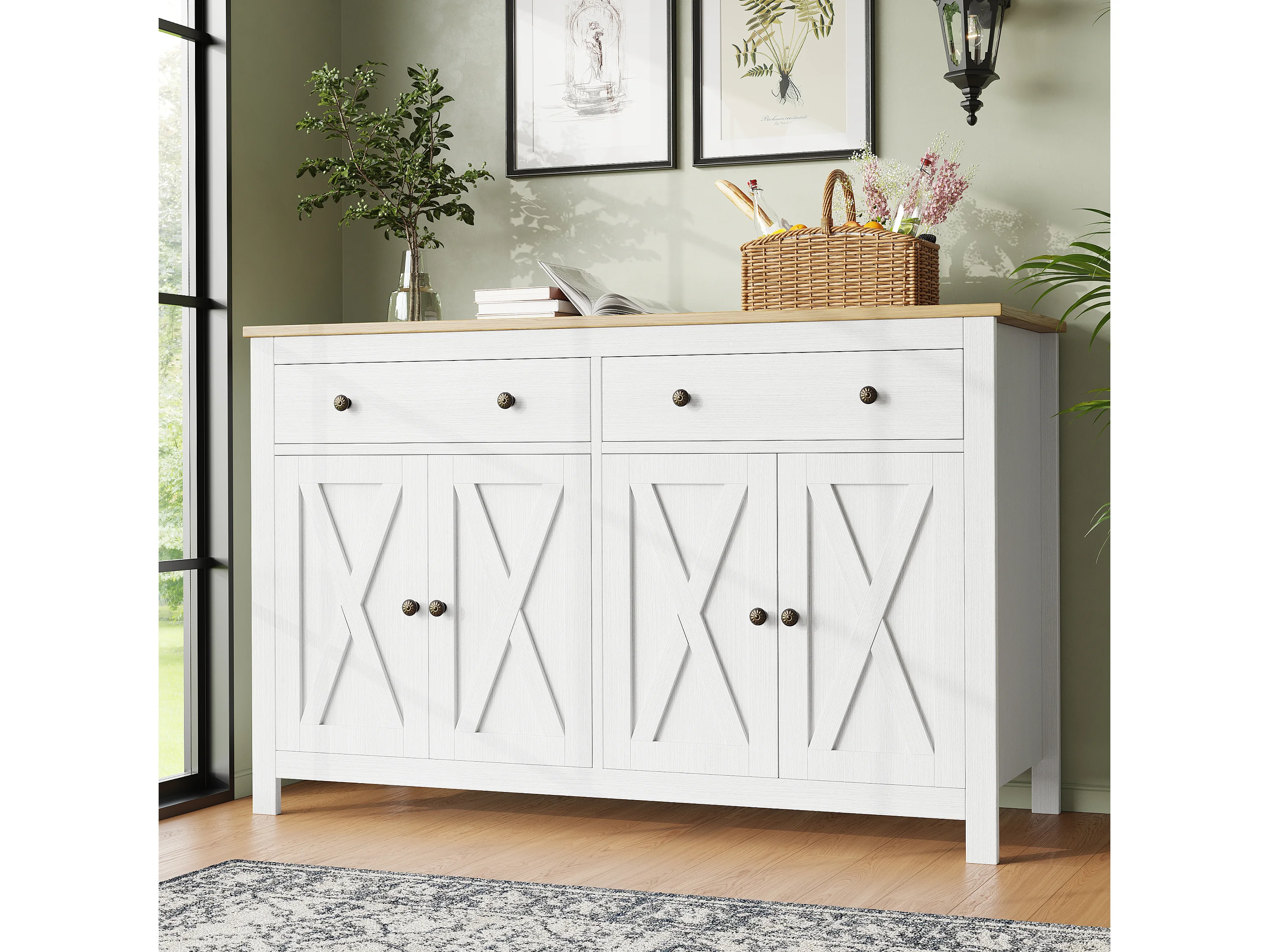 Oxtao armadio da cucina 140 × 40 × 175 cm, credenza con illuminazione a LED e ripiani regolabili, colore variabile (bianco-A