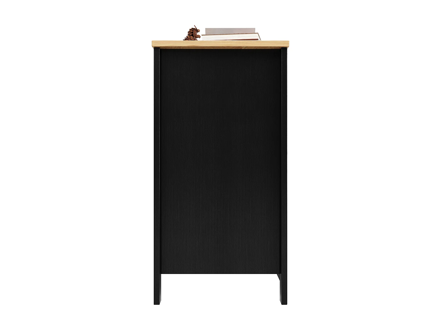 Credenza da cucina con 2 cassetti e 4 ante - 140 x 40 x 89 cm - Legno MDF - Nero + naturale