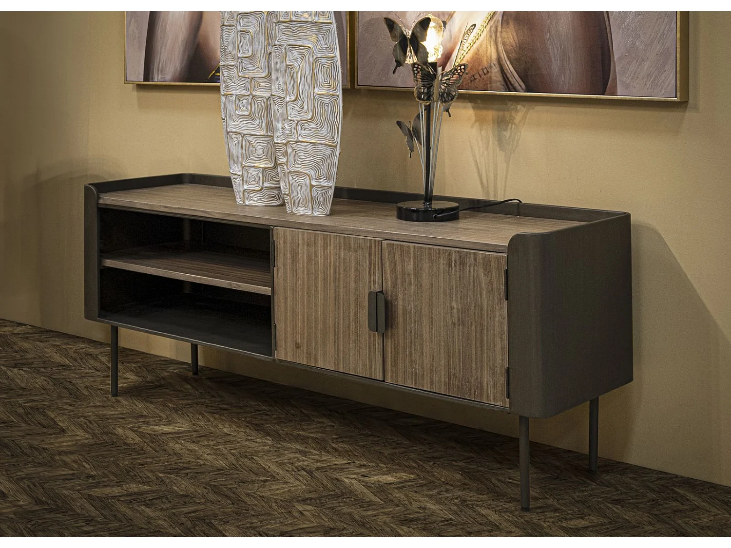 Meuble TV MF229, Marron, 150x42x58 cm, Epikasa