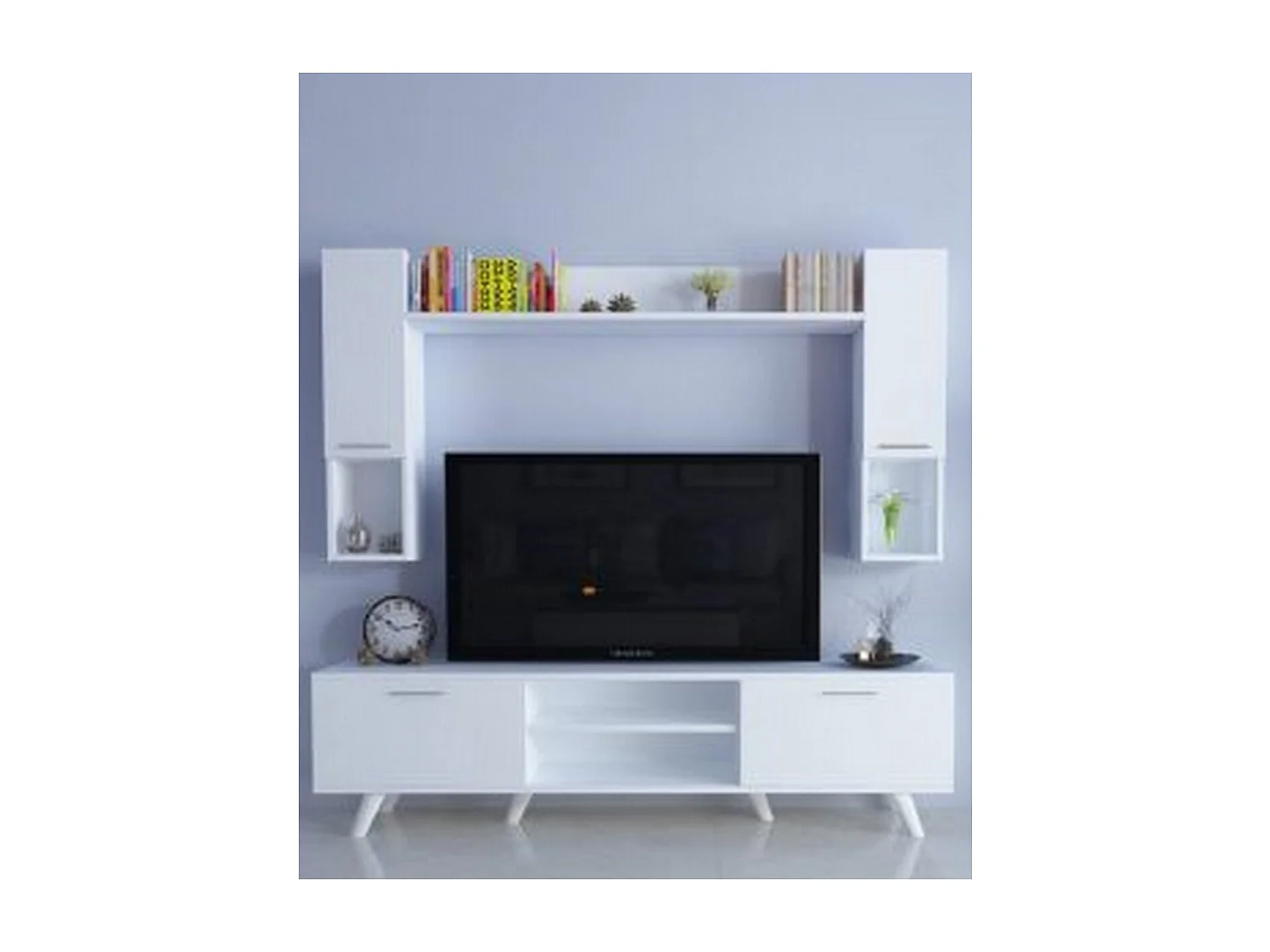 Meuble TV Julia, Blanc, 22x180x90 cm, Epikasa