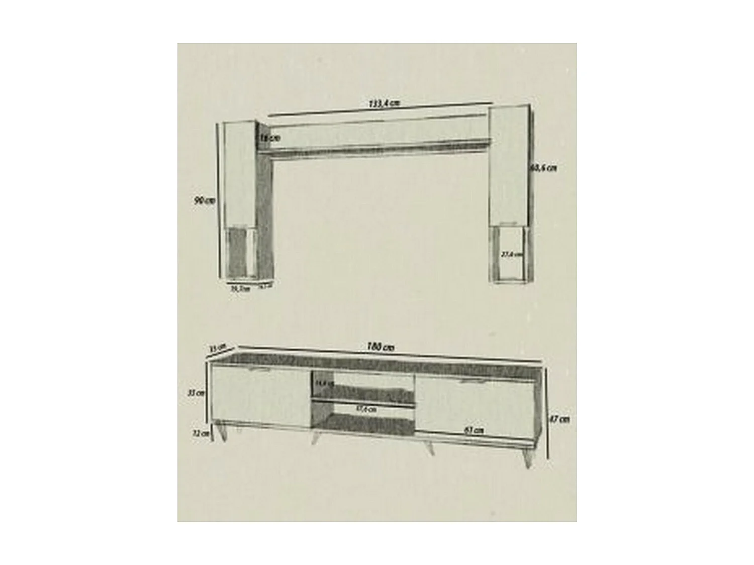 Meuble TV Julia, Blanc, 22x180x90 cm, Epikasa