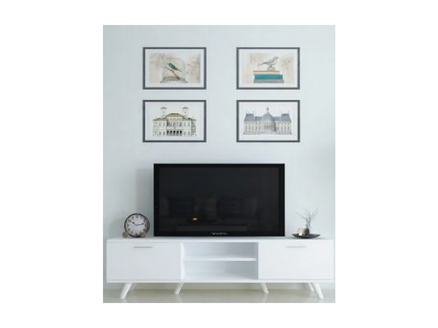 Meuble TV Peyton, Blanc, 35x180x45 cm, Epikasa